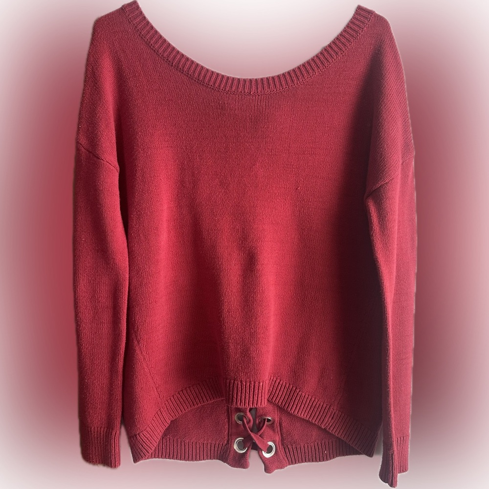 Express Knit Sweater with Lace-Up Back